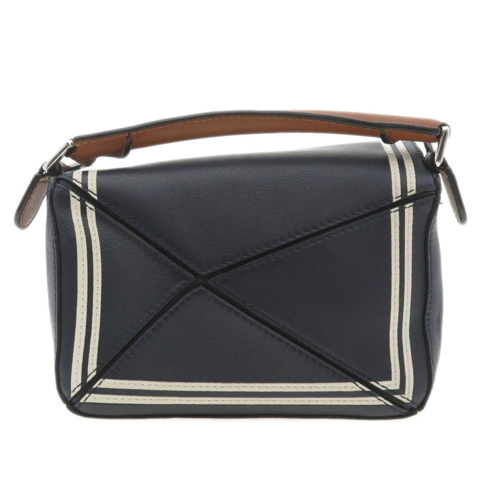 Loewe Calfskin Handbag Puzzle Leather 2way Bag Black